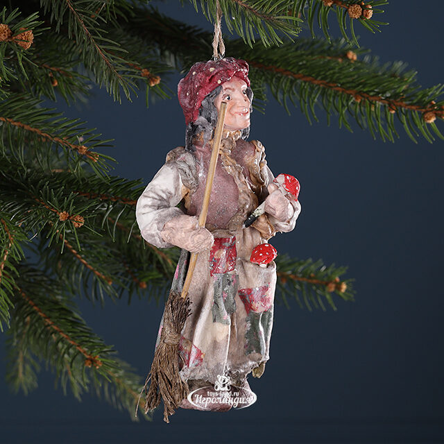 Ватная елочная игрушка Баба Яга - Сказочная Колдунья 13 см, подвеска Winter Deco