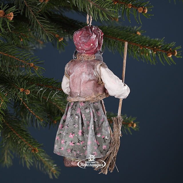 Ватная елочная игрушка Баба Яга - Сказочная Колдунья 13 см, подвеска Winter Deco