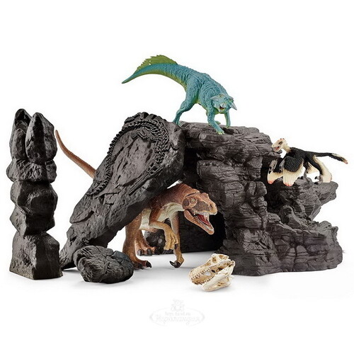 Игровой набор Пещера динозавров с фигурками динозавров и катапультой 36*24 см Schleich