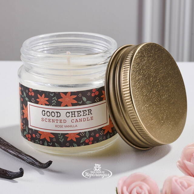 Ароматическая свеча Good Cheer: Роза и Ваниль 6 см Koopman