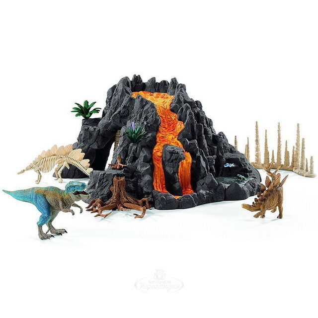 Игровой набор Гигантский вулкан с фигурками динозавров и аксессуарами 56*38 см Schleich