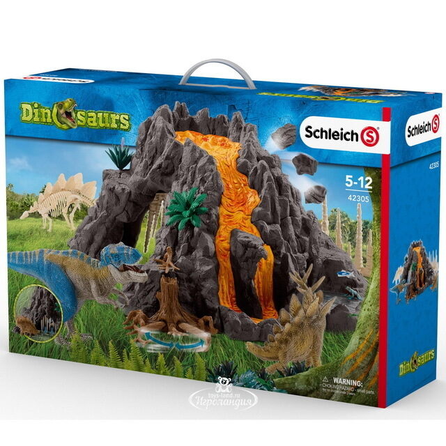 Игровой набор Гигантский вулкан с фигурками динозавров и аксессуарами 56*38 см Schleich