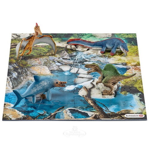 Игровой набор с пазлом Динозавры: Болото с фигурками динозавров Schleich
