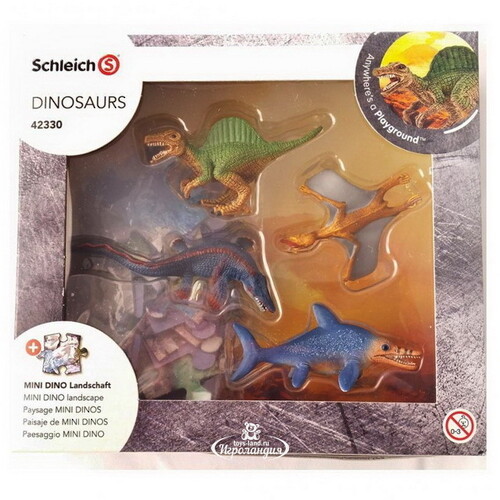 Игровой набор с пазлом Динозавры: Болото с фигурками динозавров Schleich