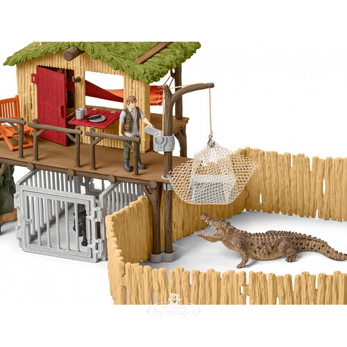 Игровой набор Исследовательская станция Croco в джунглях с фигурками и аксессуарами Schleich