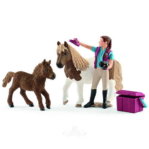 Игровой набор Конюх с Шотландским пони и жеребенком Schleich