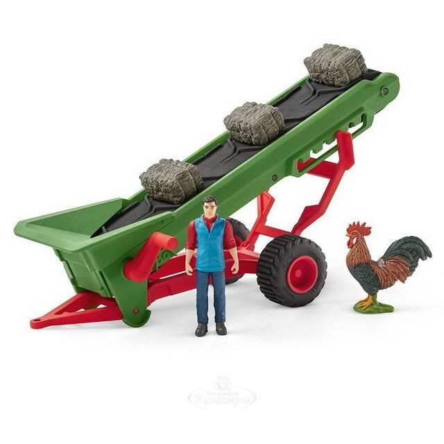 Игровой набор Фермер с конвейером для сена с фигурками и аксессуарами Schleich (Шляйх)