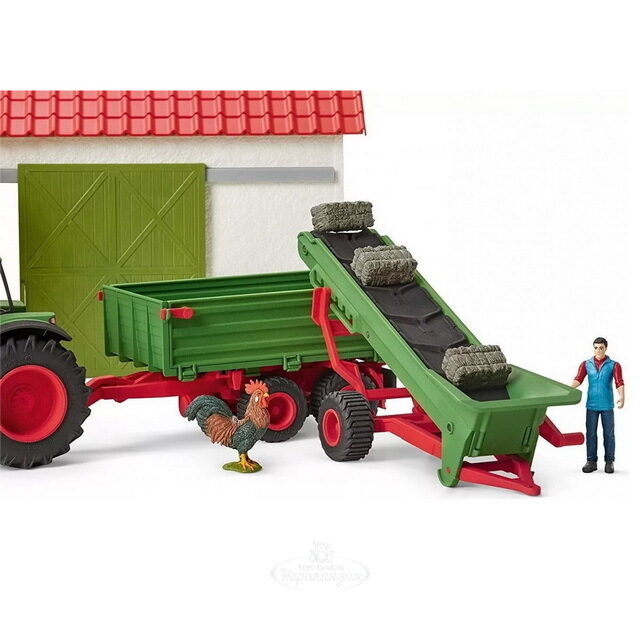 Игровой набор Фермер с конвейером для сена с фигурками и аксессуарами Schleich (Шляйх)