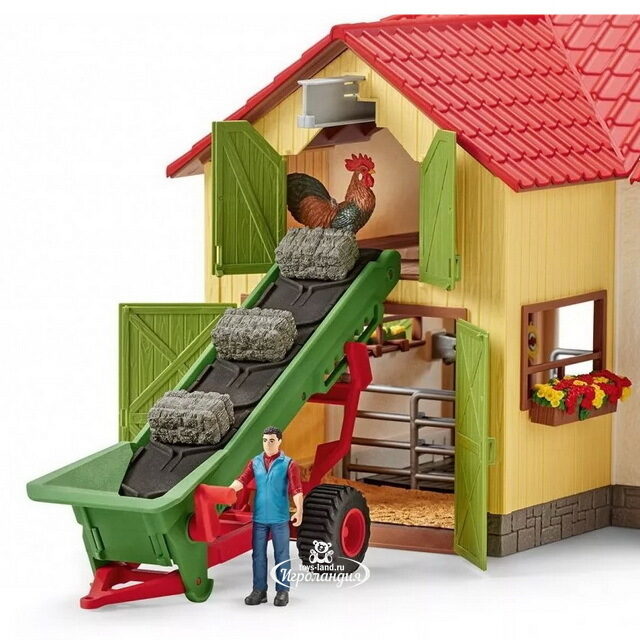 Игровой набор Фермер с конвейером для сена с фигурками и аксессуарами Schleich (Шляйх)