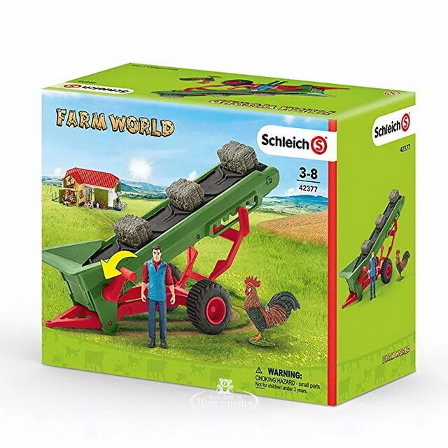 Игровой набор Фермер с конвейером для сена с фигурками и аксессуарами Schleich (Шляйх)