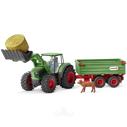 Игровой набор Фермерский трактор с прицепом, с фигурками и аксессуарами Schleich