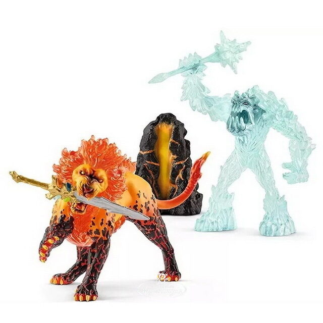 Набор фигурок Битва за супер-оружие, Ледяной монстр против Огненного льва, Eldrador Schleich