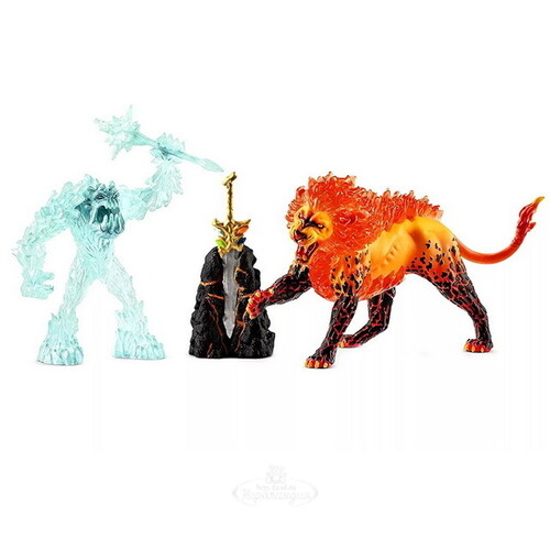 Набор фигурок Битва за супер-оружие, Ледяной монстр против Огненного льва, Eldrador Schleich