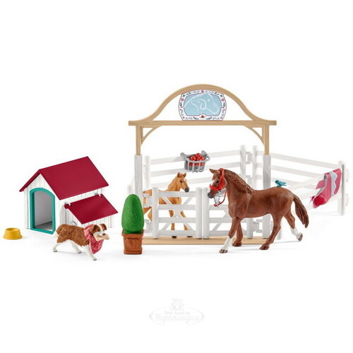 Игровой набор Лошади для гостей Ханны с собакой Руби и аксессуарами Schleich