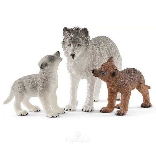 Набор фигурок Волчица с волчатами 3 шт Schleich