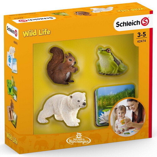 Карточная игра с фигурками Мир диких животных, серия Wild Life Schleich