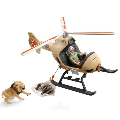 Игровой набор Вертолет-спасатель для диких животных с фигурками и аксессуарами Schleich