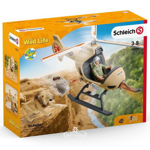 Игровой набор Вертолет-спасатель для диких животных с фигурками и аксессуарами Schleich