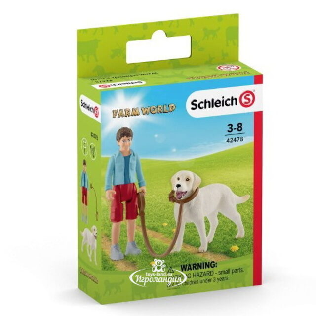 Набор фигурок Мальчик на прогулке с лабрадором Schleich (Шляйх)