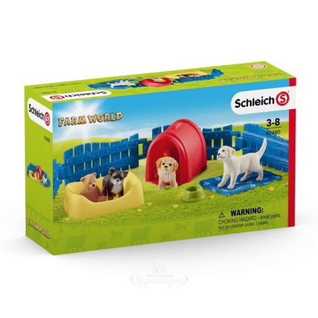 Игровой набор Манеж для щенков с фигурками и аксессуарами Schleich