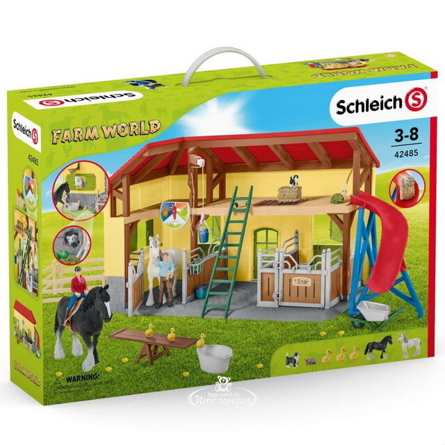 Игровой набор Конюшня с наездницей, лошадьми и аксессуарами Schleich