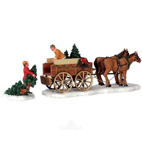 Композиция Повозка с рождественскими елочками, 10*21*8 см Lemax