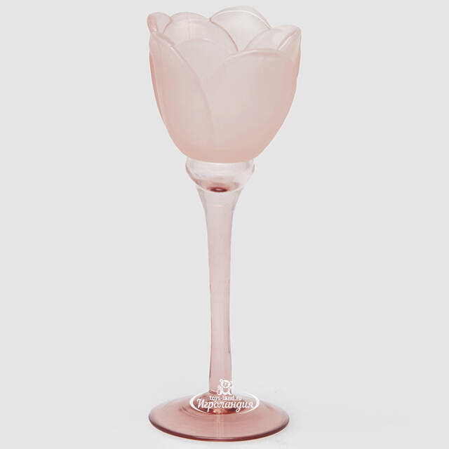 Стеклянный подсвечник-бокал Chiffon Blossom Glows 22 см персиковый EDG