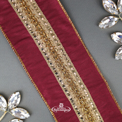 Декоративная лента Morello Cherie: Золотой узор 500*10 см Kaemingk