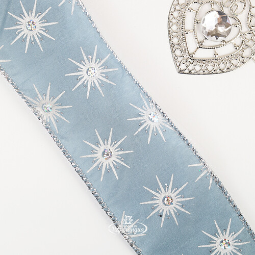 Декоративная лента Serata Azzurra: Морозные кристаллы 270*6 см Kaemingk