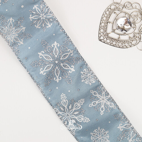 Декоративная лента Serata Azzurra: Снежинки 270*6 см Kaemingk