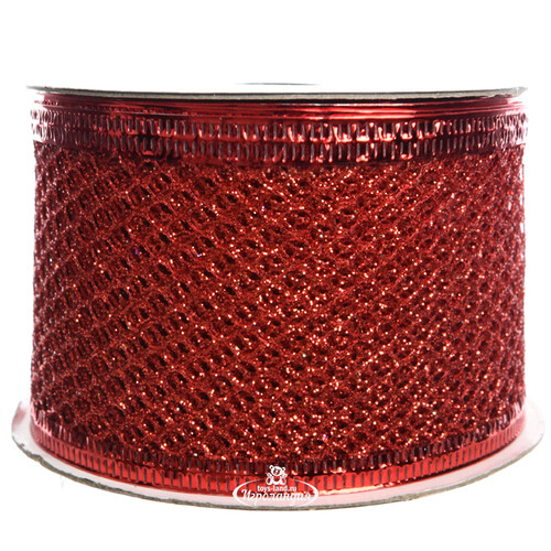 Декоративная лента Сеточка красная 300*5 см Kaemingk
