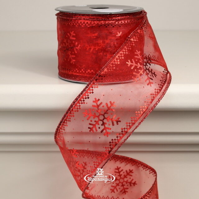 Декоративная лента Ruby Snowflakes 270*6 см Kaemingk