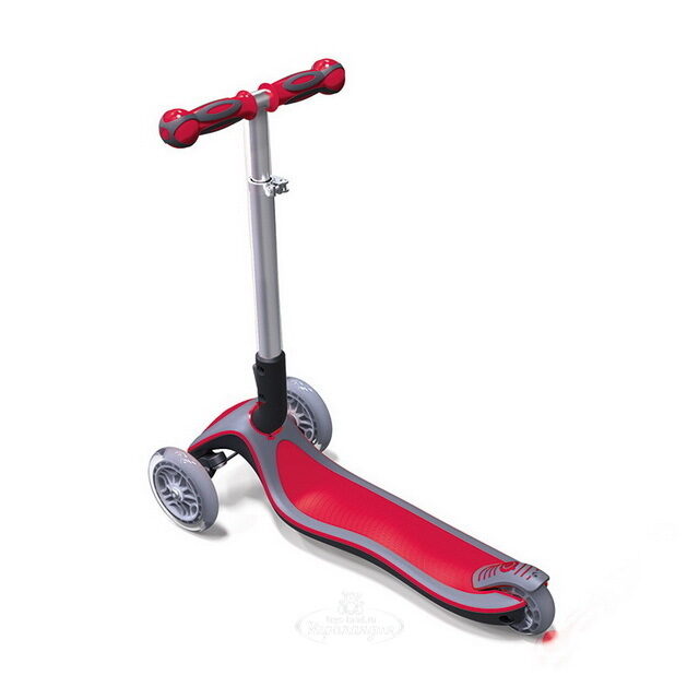 Складной трехколесный самокат Globber Elite S, колеса 121/80 мм, красный, до 50 кг Globber (Глоббер)