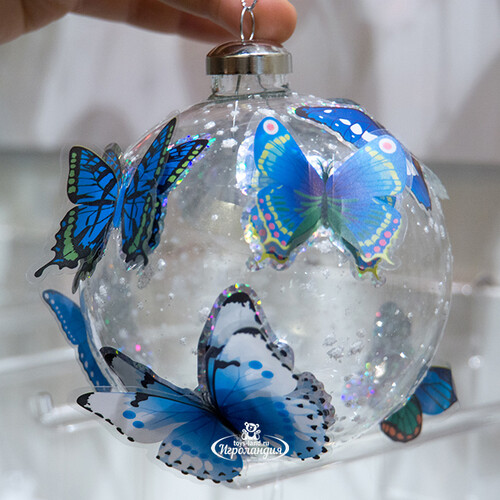 Наклейки Зимние Бабочки объемные, 7 шт, сине-голубой ShiShi