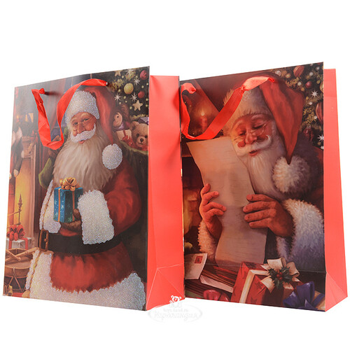 Подарочный пакет Добрый Санта с письмами 32*26 см Kaemingk