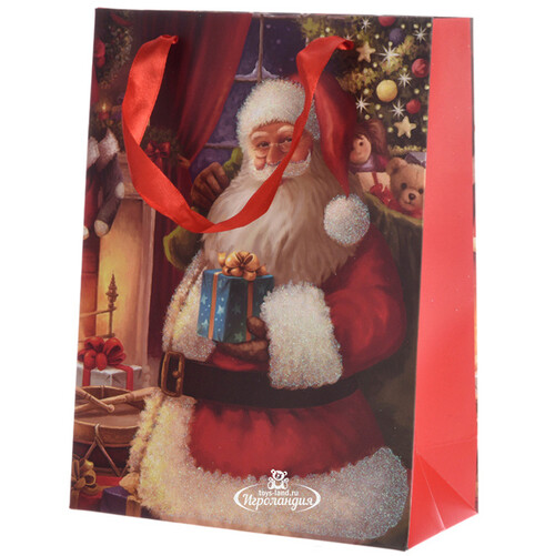 Подарочный пакет Добрый Санта с подарком 24*18 см Kaemingk