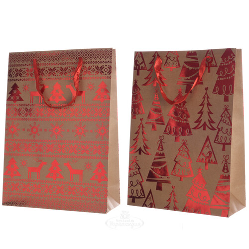Подарочный пакет Новогодний Стиль: Елочки 42*30 см Kaemingk