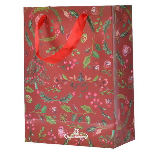 Подарочный пакет Xmas Style 42*30 см красный Kaemingk