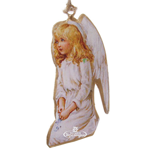 Металлическая елочная игрушка Белокурый Ангел 10 см, подвеска ShiShi