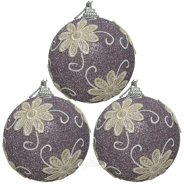 Набор елочных шаров Moon Flower 8 см, 12 шт, пластик Kaemingk (Кейминг)