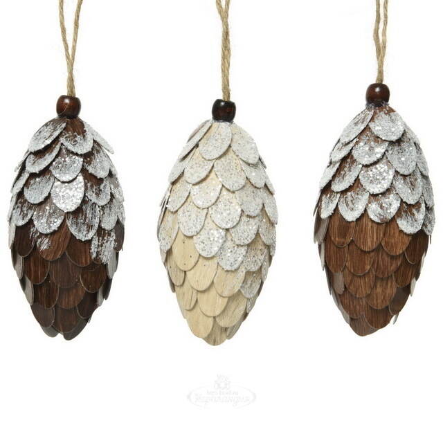 Набор елочных игрушек Шишки из леса Вудшайн 12 см, 3 шт, подвеска Kaemingk