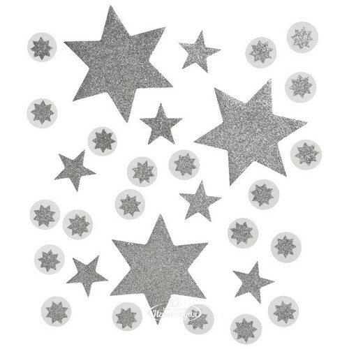 Наклейки для окна Звезды 31*31 см серебряные Kaemingk