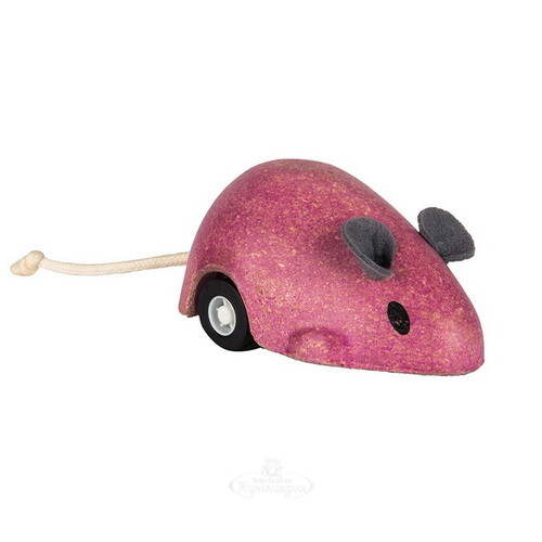 Деревянная каталка Мышка 13 см розовая Plan Toys
