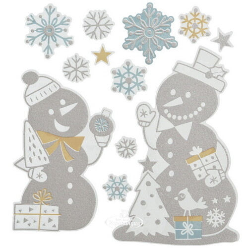 Новогодние наклейки Семейка Снеговиков 38*31 см Kaemingk
