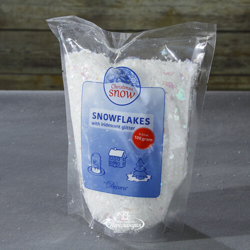 Снег в хлопьях Snowflake с перламутровыми блестками, 100 г Kaemingk