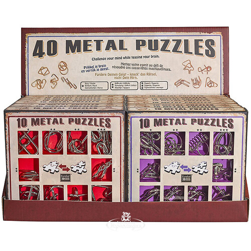 Большой комплект головоломок 4 Цвета, 16 наборов по 10 шт Eureka