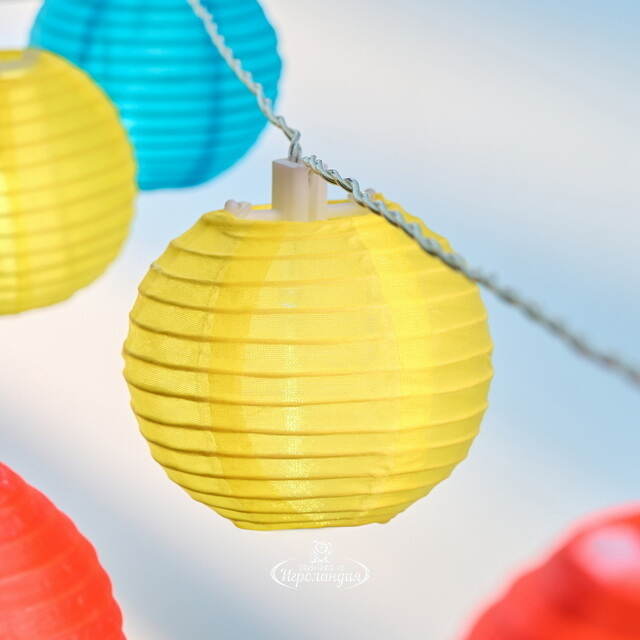 Садовая гирлянда на солнечной батарее Китайские фонарики 2.7 м, 10 белых LED ламп, прозрачный провод, IP44 Star Trading (Стар Трэйдинг)