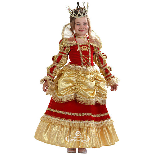 Карнавальный костюм Королева красно-золотой, рост 110 см Батик