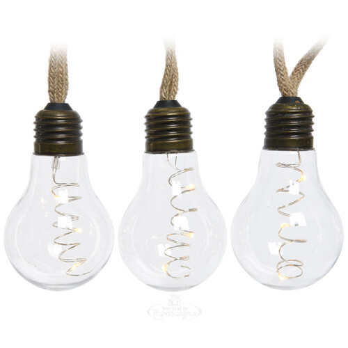 Гирлянда Ретро Лампочки 10 ламп с теплым белым светом, 2.7 м, пеньковый шпагат, IP20 Kaemingk