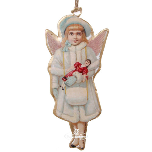 Металлическая елочная игрушка Рождественский Ангел Николь 15 см, подвеска ShiShi
